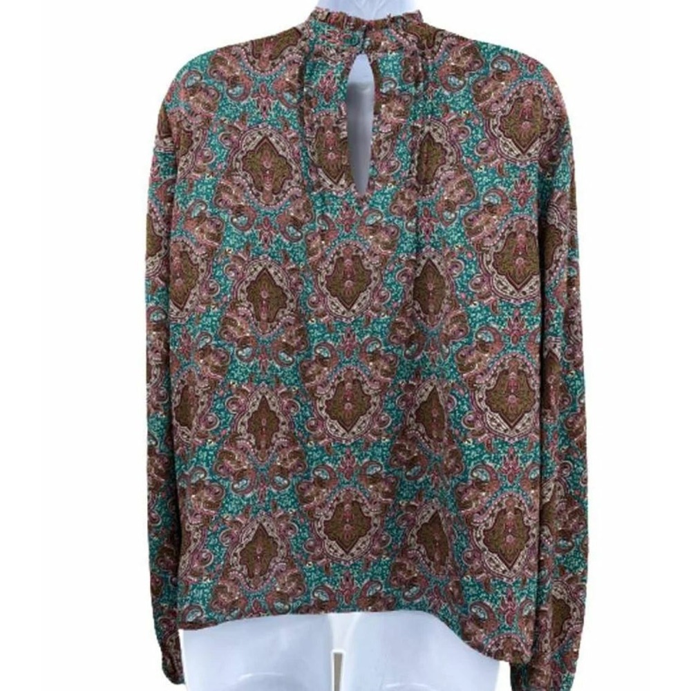 Joie Women Brown Blue Paisley Blouse Top 1250007 Size S New - Picture 2 of 10